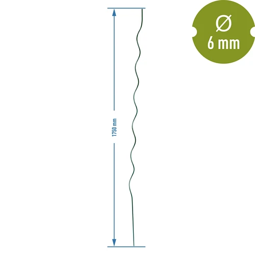 Spiraalvormige stalen stok 1,75m x 6mm - 2 ['stalen plantensteun', ' plantenstok', ' bloemenstok', ' stokken voor potbloemen', ' plantenstok castorama']