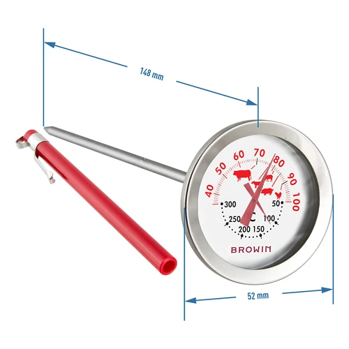 Thermometer met dubbele schaal (30°C tot 100°C) / (50°C tot 300°C) 13,0cm - 3 ['temperatuur', ' thermometer voor rookoven', ' rookthermometer', ' thermometer voor roken', ' thermometer voor bakken', ' thermometer voor oven', ' thermometer voor fornuis', ' culinaire thermometer', ' keukenthermometer', ' thermometer voor koken', ' gastronomische thermometer', ' voedselthermometer', ' thermometer met twee temperatuursensoren', ' gecertificeerde thermometer', ' voedselthermometer met sonde', ' vleesthermometer', ' thermometer met sonde', ' keukenthermometer met sonde', ' vleessonde']