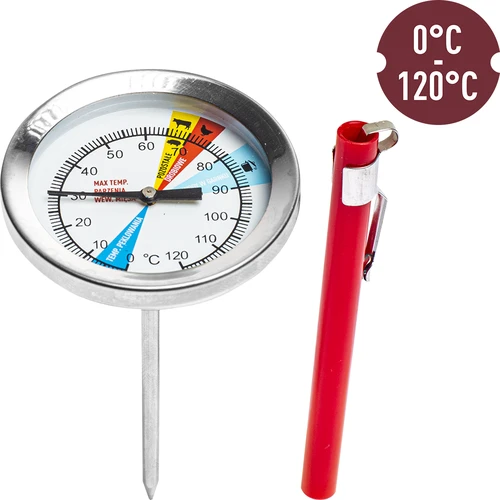 Thermometer voor hamkoker 0,8 kg (0°C tot +120°C) 9,0cm - 2 ['thermometer voor hamkoker', ' voor vleeswaren', ' voor vlees', ' voor gerechten', ' voor koken', ' hamkoker 0', '8 kg', ' accessoires voor hamkoker', ' thermometer met gekleurde wijzerplaat', ' keukenthermometer']