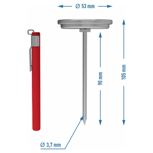 Thermometer voor hamkoker 0,8 kg (0°C tot +120°C) 9,0cm - 4
