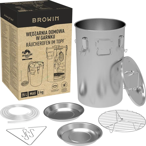 Thuisrokerij in een pot, 35 L, voor op het gasfornuis - 7 ['rokerij in een pot', ' rokerij op het fornuis', ' roken op gas', ' manier van vlees roken', ' worst roken', ' vis roken', ' kaas roken', ' roken thuis', ' roken zonder rook', ' gerookte zalm', ' gerookte kip', ' gerookte karper', ' thuisrokerij', ' roken thuis', ' rokerij in een pot 35 L', ' grote rokerij in een pot', ' hoge rokerij', ' moderne rokerij', ' welke rokerij te kopen']