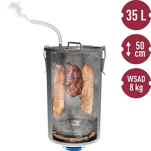 Thuisrokerij in een pot, 35 L, voor op het gasfornuis - 6 ['rokerij in een pot', ' rokerij op het fornuis', ' roken op gas', ' manier van vlees roken', ' worst roken', ' vis roken', ' kaas roken', ' roken thuis', ' roken zonder rook', ' gerookte zalm', ' gerookte kip', ' gerookte karper', ' thuisrokerij', ' roken thuis', ' rokerij in een pot 35 L', ' grote rokerij in een pot', ' hoge rokerij', ' moderne rokerij', ' welke rokerij te kopen']