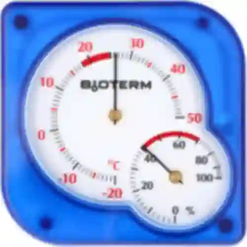 Bimetaal binnen thermometer met hygrometer (-20 tot +50°C), blauw