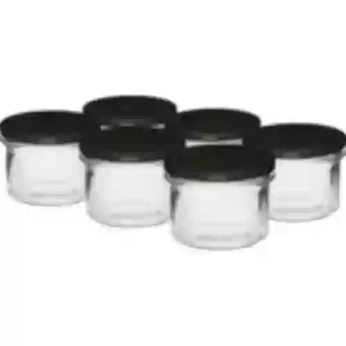 Eenvoudige pot 235 ml (fi82) met zwart deksel 6 stuks