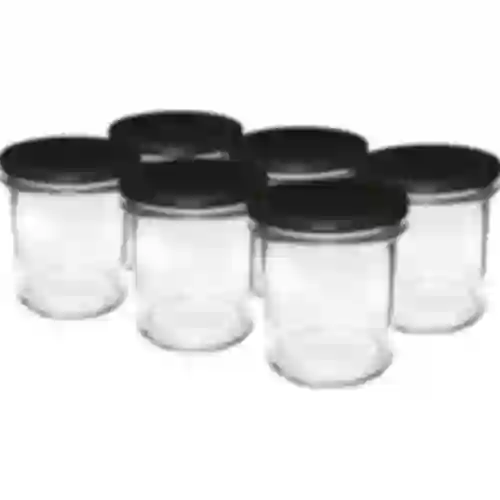 Eenvoudige pot 350ml met zwart deksel fi82 - 6st.