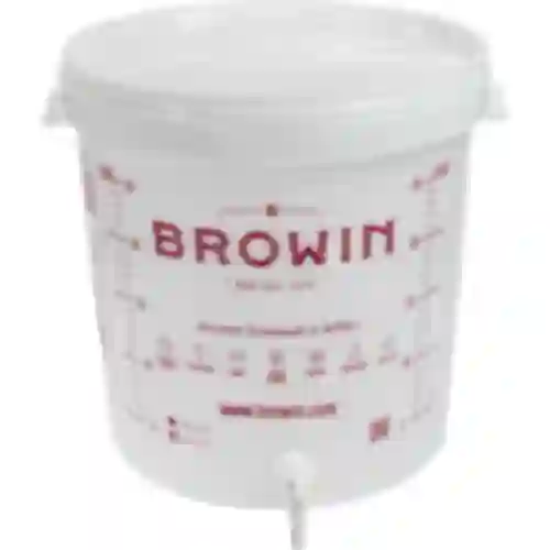 Fermentatiecontainer 30L, in witte kleur met opdruk, kraan en 2 buizen - j.EN
