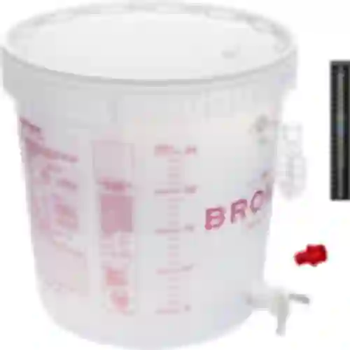 Fermentatiecontainer voor bier met fermentatiebuis, kraantje, thermometer en bezinkselreductor