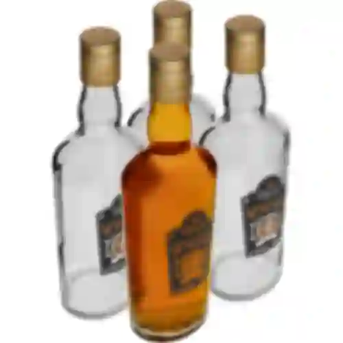 Fles 0,5 L met dop en 2-kleurige opdruk Whisky - 4 stuks
