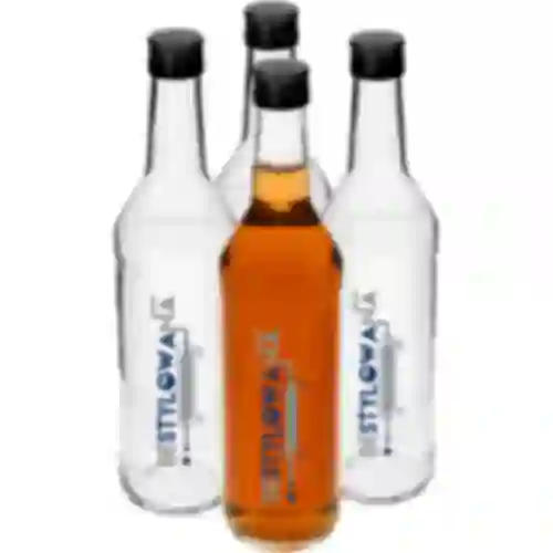 Fles 0,5 L met dop en opdruk Gedestilleerd - 4 stuks