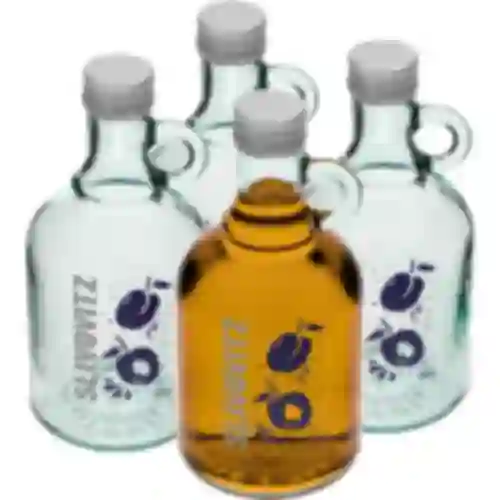 Fles 0,5 L met schroefdop en 2-kleuren opdruk Slivovitz - 4 stuks