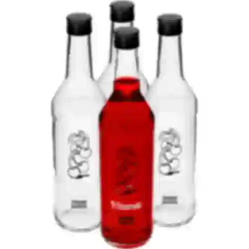 Fles 0,5 L met schroefdop en opdruk Kersenlikeur - 4 stuks