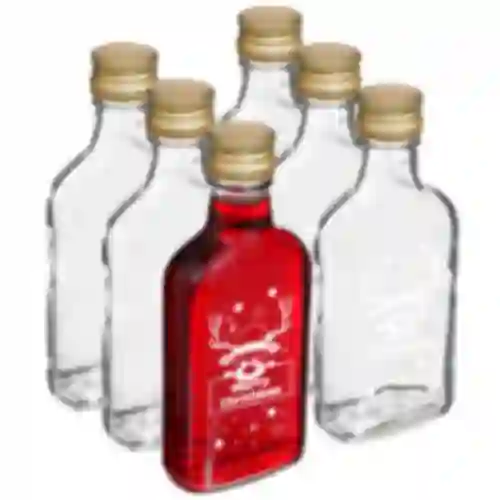 Fles 200 ml met schroefdop, Kerstprint Rendier, 6 stuks