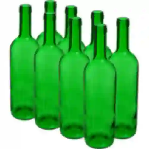Fles voor wijn 0,75 L groen - verpakking van 8 stuks