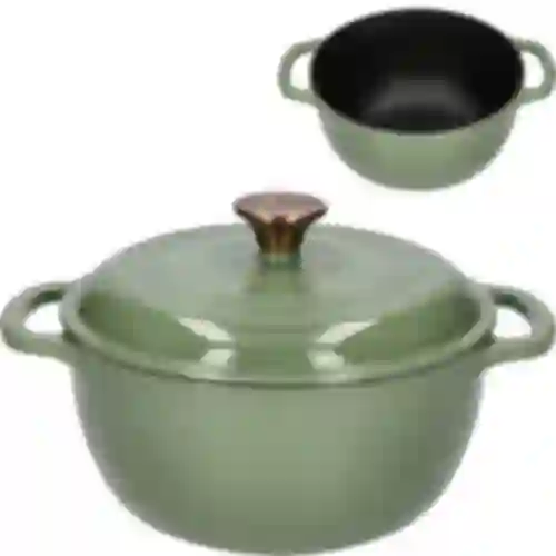 Geëmailleerde gietijzeren pot - salie, 4L