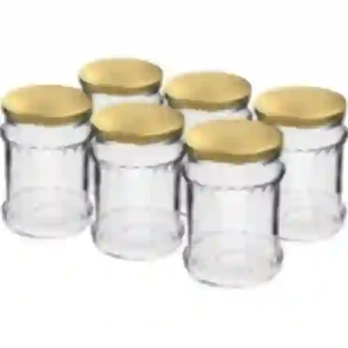 Geribbelde vispot 500ml - met gouden deksel fi 82/6, 6 stuks