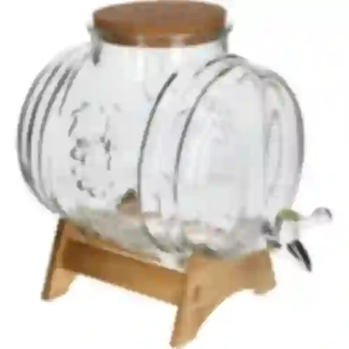 Glazen vat 5 L, met brede vulopening, kurk, standaard en kraantje