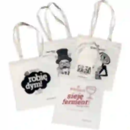 Katoenen tassen met opdruk - set mix 10 stuks