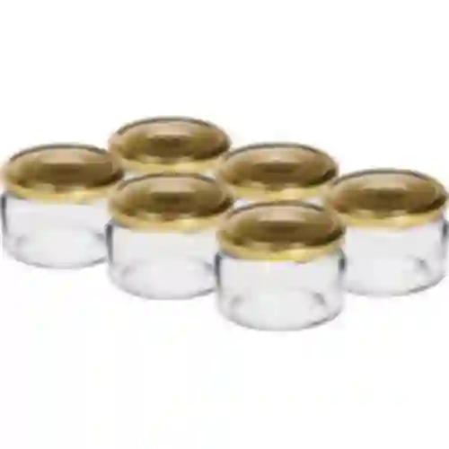 Lage pot 200ml - met gouden deksel fi 82/6, 6 stuks