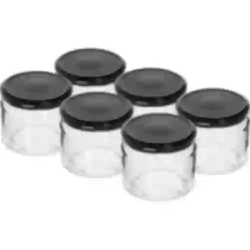 Lage pot 330ml - met zwarte deksel fi 82/6, 6 stuks