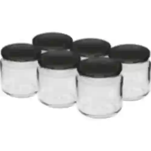 Pot 212ml fi66/4 met zwart deksel 6 stuks