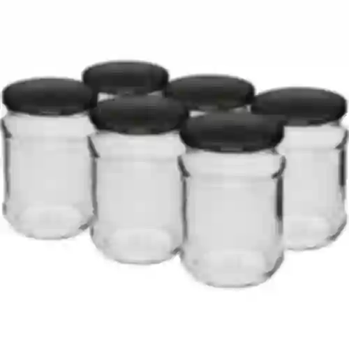 Pot 250 ml fi 66/4 zwarte deksel - 6 stuks