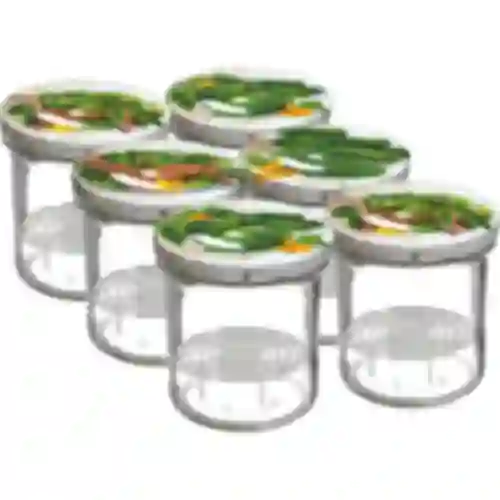 Pot 350 ml met deksel en pers - 6 stuks