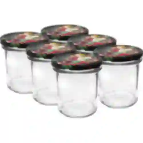 Pot 350 ml met gekleurde deksel - 6 stuks