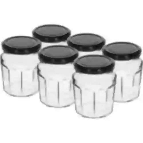 Pot Confituur 230ml met zwarte dek. fi63/4 - 6st
