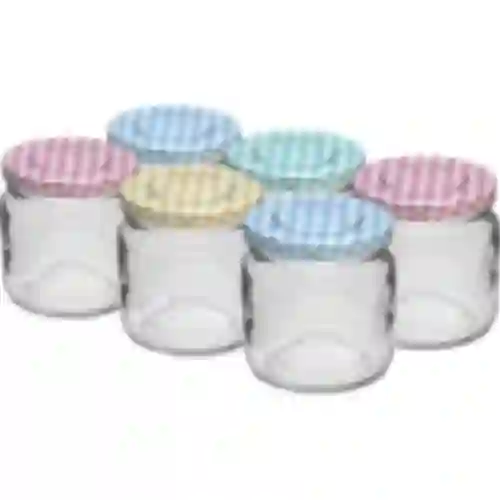 Pot TO 106 ml met gekleurde deksel fi 53 - 6 stuks