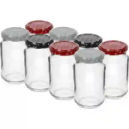 Pot TO 190ml met gekleurde deksel fi 53 - 8 stuks