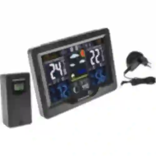 RCC weerstation, DCF – elektronisch, verlicht, draadloos, sensor, zwart