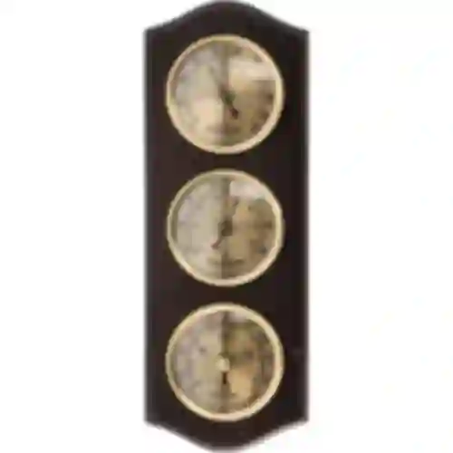 Retro weerstation - walnootkleur met gouden wijzerplaten