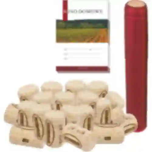 Set: kurken+etiketten+kappen - 20 stuks