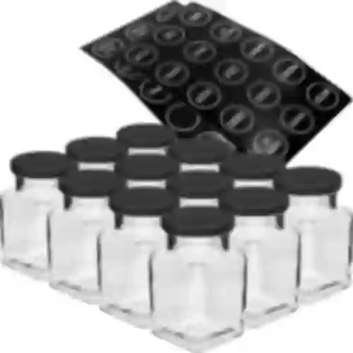 Set van 12 x pot 150ml + 30 etiketten voor het labelen van kruiden