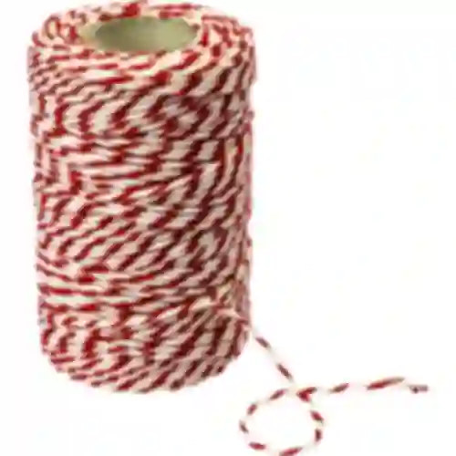 Slagerstouw wit-rood katoen (240°C) 55 m