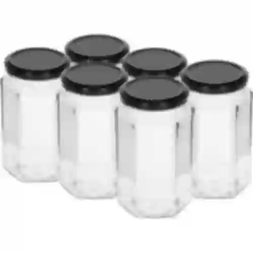 Twist-off pot 385ml met zwart deksel fi 63, 6 stuks.