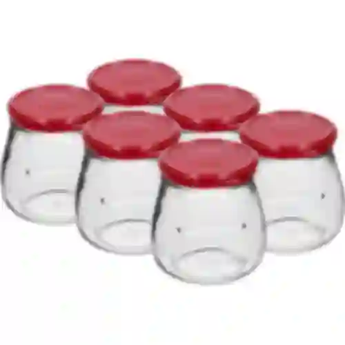 Twist-off pot 500ml "Omgekeerde Amfoor" met bordeauxrode deksel fi 82/6, 6 stuks