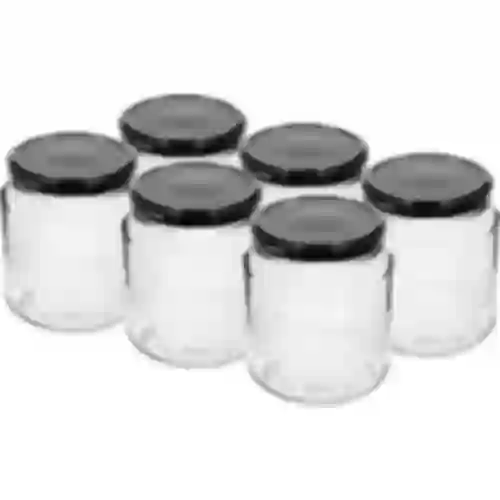 Twist-off pot, dikke 580ml met zwarte deksel fi 82/6, 6 stuks