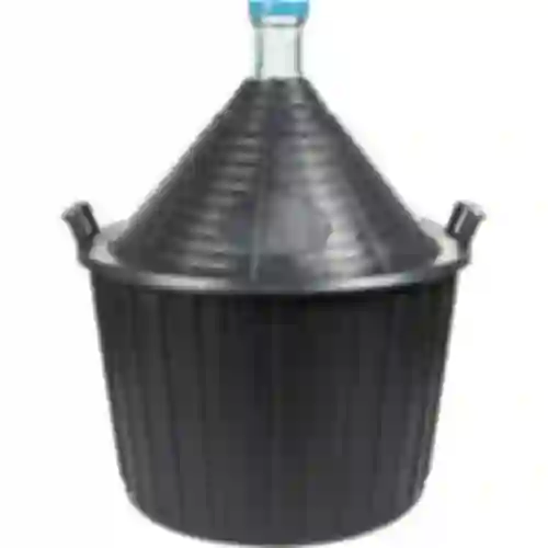 Wijnballon 54 L in plastic mand