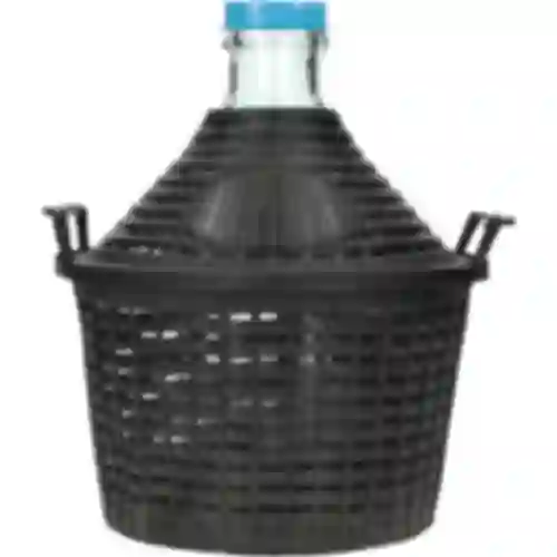 Wijnballon 5L in plastic mand