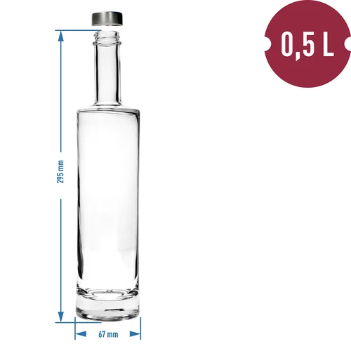 Tijdloze Fles 0,5 L - 4 ['fles', ' glazen fles', ' fles met dop', ' fles 500 ml', ' fles voor wijn', ' fles voor likeur', ' fles voor alcohol', ' doorzichtige fles']