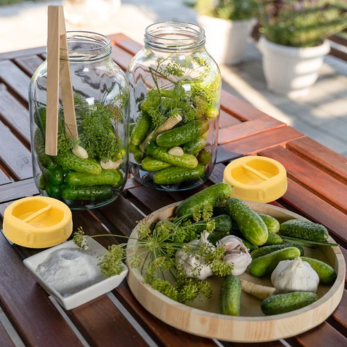 TO-deksel Ø100 mm geel, kunststof, met handgreep, voor glazen potten - 4