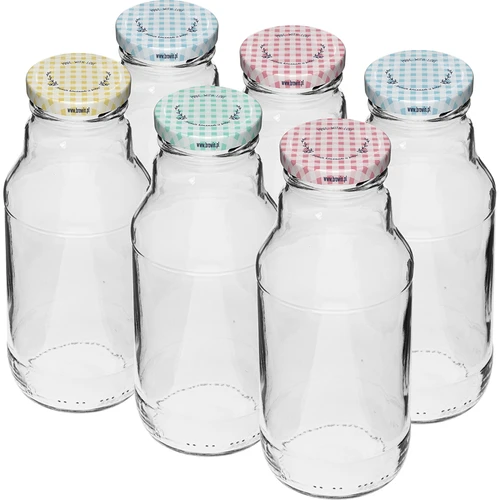 TO fles voor sap 330 ml met dop fi 43 - 6 stuks  - 1 ['fles voor sap', ' fles 330 ml', ' Kubuś fles', ' fles voor puree', ' fles voor siroop', ' TO dop', ' klikdop', ' gekleurde doppen', ' set flessen met doppen', ' voor pasteurisatie']
