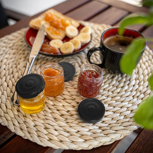 TO pot 40 ml met gekleurde deksel fi 43 - 10 stuks - 9 ['jam pot', ' pot met decoratieve deksel', ' TO pot', ' pot 40 ml', ' potjes voor honing']