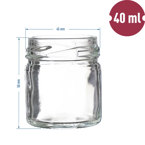 TO pot 40 ml met gekleurde deksel fi 43 - 10 stuks - 5 ['jam pot', ' pot met decoratieve deksel', ' TO pot', ' pot 40 ml', ' potjes voor honing']