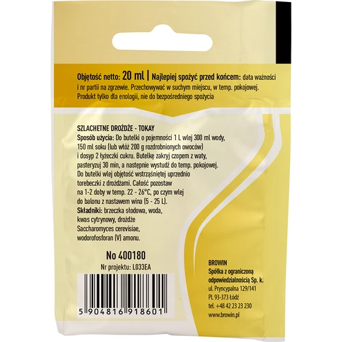 Tokay wijngist, 20 ml - 2 ['tokay-gist', ' wijngist', ' tokay-wijngist', ' gist voor wijn', ' vloeibare wijngist', ' vloeibare gist', ' vloeibare gist voor wijn', ' gist voor witte wijn', ' gist voor appels']