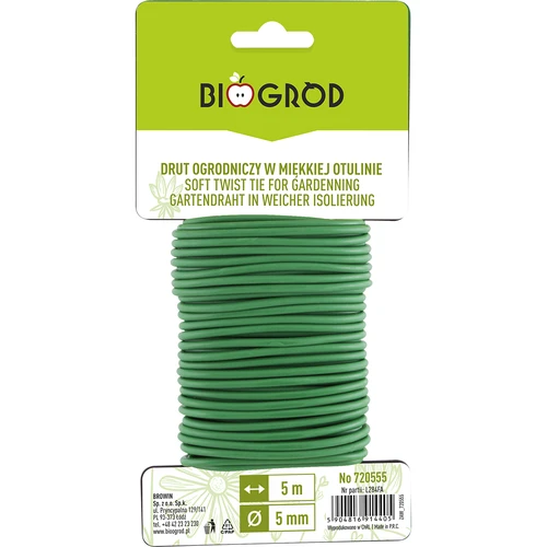 Tuindraad in zachte coating 5m x 5mm  - 1 ['tuindraad', ' groene draad', ' dunne tuindraad', ' flexibele tuindraad', ' draad met coating', ' PVC-draad', ' gegalvaniseerde draad', ' groene draad', ' bevestigingsdraad', ' spandraad', ' trekdraad', ' gecoate draad']