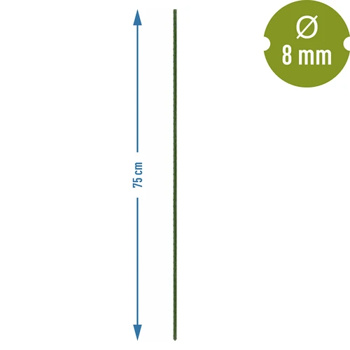 Tuinstokken Bioogród – gecoat staal, 0,75 m, fi 8 mm, 10 stuks - 3 ['tuinstok', ' plantenstok', ' plantensteun', ' tuinsteun', ' metalen tuinsteunen', ' steun voor klimplanten', ' steunen voor klimplanten', ' metalen steunen voor bloemen', ' gecoate metalen stokken', ' gecoate plantenstok', ' rechte stalen stok', ' tuinaccessoires', ' hoe zorg je voor planten', ' aanbevolen stokken voor planten', ' groene stok', ' gecoate stalen stokken']