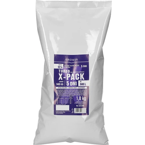 Turbo Gist X-Pack 1,8 kg - professioneel, voor grote brouwsels  - 1 ['distilleergist', ' gist voor alcohol', ' turbo gist', ' gist 18%', ' gist voor brouwsel', ' voor zelfgemaakte alcohol', ' distilleergist voor 500 liter', ' grote brouwsels', ' zuivere fermentatie', ' suikerbrouwsels', ' voor brouwsels', ' voor suikerbrouwsels', ' rustige fermentatie', ' aangename geur tijdens fermentatie', ' stabiele fermentatie', ' gemakkelijk klaren', ' distillatie', ' gist x', ' Browin gist', ' gist 1', '8 kg', ' alko gist', ' aanbevolen gist', ' gist van hoge kwaliteit', ' gedroogde gist met voedingsstoffen', ' gemakkelijk klaren van het brouwsel', ' grote verpakking gist']
