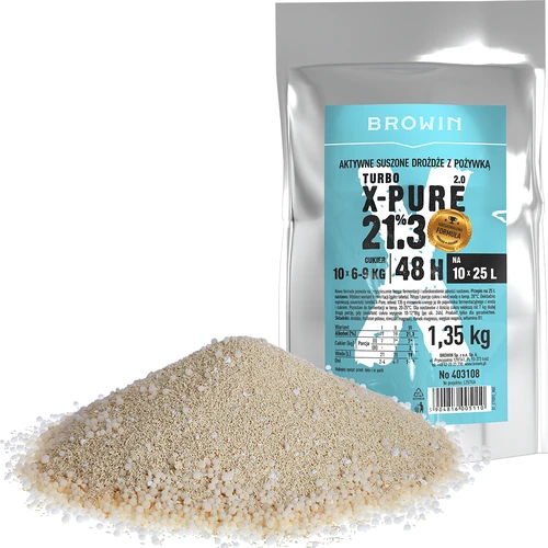 Turbo Gist X-Pure 21,3%, 10 x 25 L, 1,35 kg - 2 ['distilleergist', ' gist voor alcohol', ' turbo gist', ' pure gist', ' gist 21', '3%', ' gist voor brouwsel', ' voor zelfgemaakte drank', ' distilleergist voor 10 x 25 L', ' brouwsel 48 uur', ' zuivere fermentatie', ' suikerbrouwsels', ' voor hoogalcoholische brouwsels', ' voor suikerbrouwsels', ' hoog alcoholpercentage', ' distillatie', ' meer dan 21%', ' snelle fermentatie', ' Browin gist', ' gist 21%', ' alco gist', ' alko gist', ' sterke gist', ' zuivere fermentatie', ' grote verpakking gist']